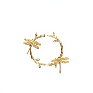 Pomo de Mueble con Forma de Rama de Libélula Dorada, Diseño Novedoso, Herraje de Latón, Tirador Decorativo para Puerta de Armario - Product Image 1