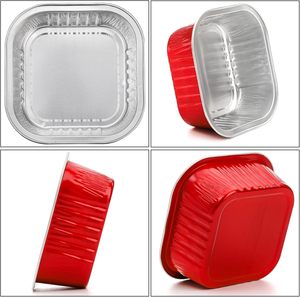Cupcake Mold Baking Tray 300ml 10oz Square Aluminium <b>Foil</b> <b>Containers</b> Bread Disposable Aluminum Mini Loaf Pans with PLastic Lid - Product Image 3