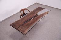 Dessus de table époxy transparent moderne de bonne qualité, ensemble de meubles en résine de noyer noir pour la cuisine et le salon