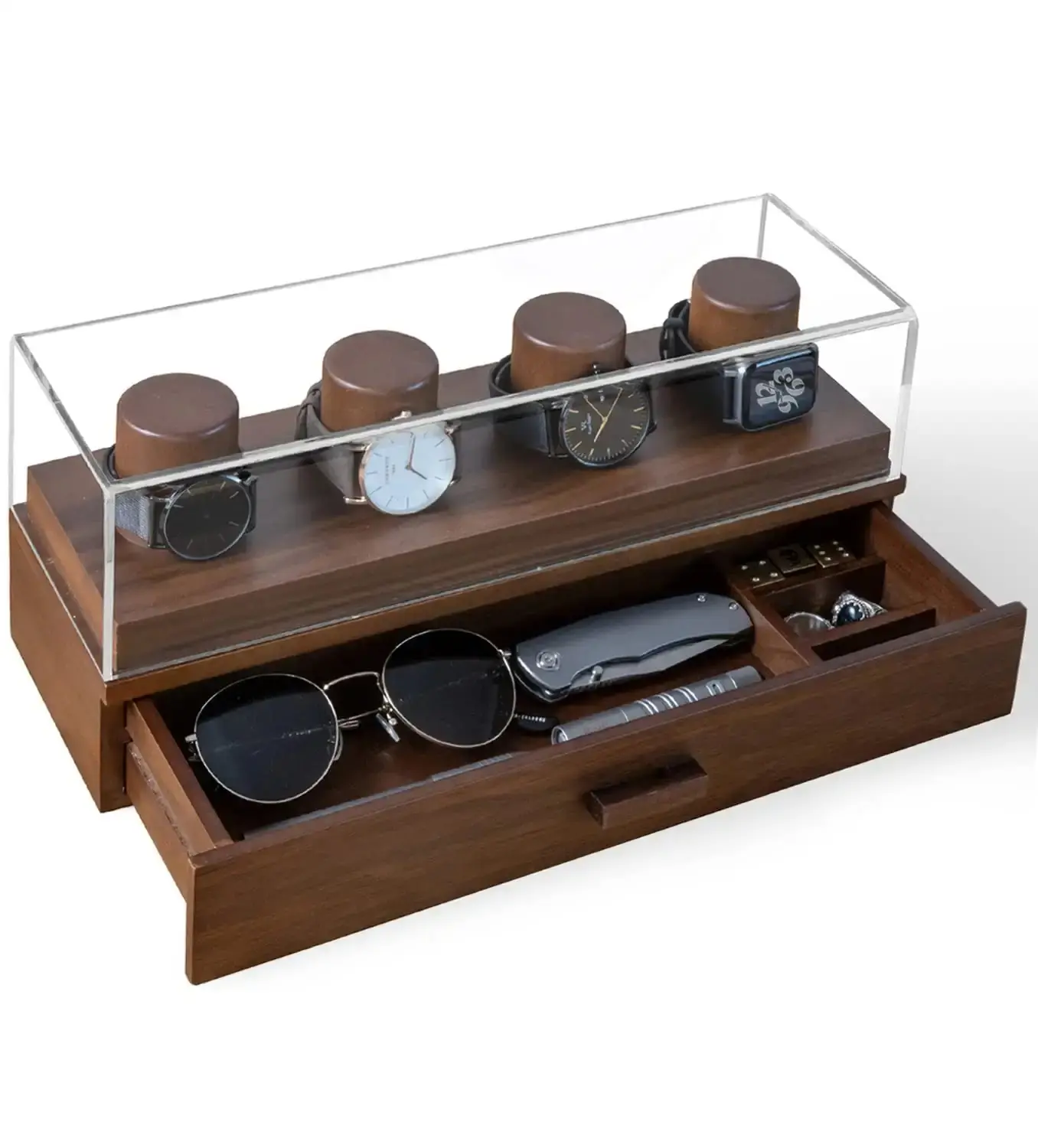 Watch Display Case For Men Watch Case Holder Organizer For Men Wooden Walnut Watch Box Gifts For Accessories