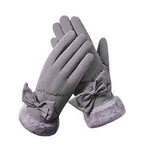 Gants chauds d'automne et d'hiver, épais et douillets, avec nœud mignon, pour l'extérieur, la conduite, pour femmes, compatibles écran tactile - Product Image 5