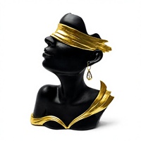 Figurine d'homme noir attaché aux yeux, sculpture créative de personnage exotique de style européen, modèle artisanal en résine artistique