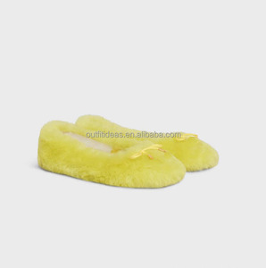 Scarpe <span class=keywords><strong>Ballerine</strong></span> con Pelliccia di Alta Qualità per Ragazze, Calzature Calde con Pelliccia per Donne, <span class=keywords><strong>Ballerine</strong></span> Gialle in Montone 05 - Product Image 2