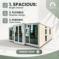 Bureau mobile modulaire extensible de 30 pieds pour chantier de construction, avec rideaux en verre, design moderne pour immeuble de bureaux
