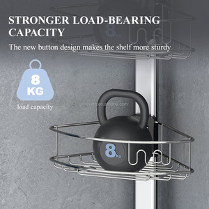 Étagère d'angle de salle de bain WIREKING en <span class=keywords><strong>acier</strong></span> <span class=keywords><strong>inoxydable</strong></span> à 4 niveaux avec barre de tension, organiseur de <span class=keywords><strong>douche</strong></span> antirouille pour accessoires de baignoire - Product Image 5