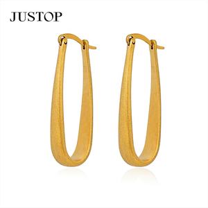 Boucles d'oreilles tendance en acier inoxydable plaqué or 18 carats, étanches, hypoallergéniques, fournisseur de bijoux de mode, crochets d'oreilles indiens - Product Image 5