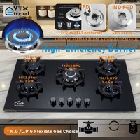 Table de cuisson à gaz encastrable multi-fonctions 90 cm en verre trempé pour camping-car et extérieur, classe d'efficacité énergétique, fonctionnement manuel