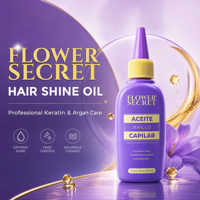 FLOWER SECRET Minyak Rambut Keratin Argan Profesional 50ml Pengontrol Keriting Kilau Ekstrem OEM Agen Label Pribadi Dicari