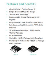 MLX90316LDC-BCS-000-RE SOIC-8, capteur de position rotatif MLX90316, capteur à effet Hall, capteur de position rotatif, aimant externe