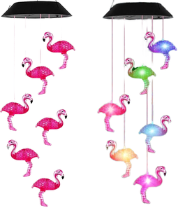 Carillons éoliens rustiques solaires Flamingo Garden Decor Yard Mom Women Girl Love Gift Night Lamp Led Lights Outdoor Solar Wind Chime - Product Image 1