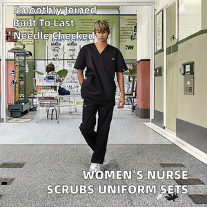 Tenues d'infirmière pour centre de soins, uniformes d'hôpital, ensembles à col en V, manches courtes, 100% coton, logo personnalisé, vêtements d'infirmière, vêtements de médecin - Product Image 2