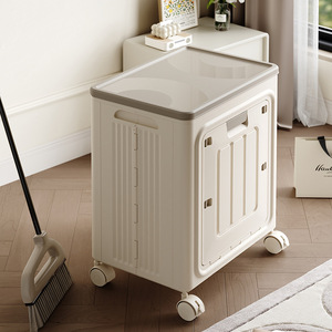 Clothing Organizer Large Capacity Flip Top <b>Storage</b> Box White Rectangle Standing Type For <b>Clothes</b> Toys With Wheels - Product Image 3