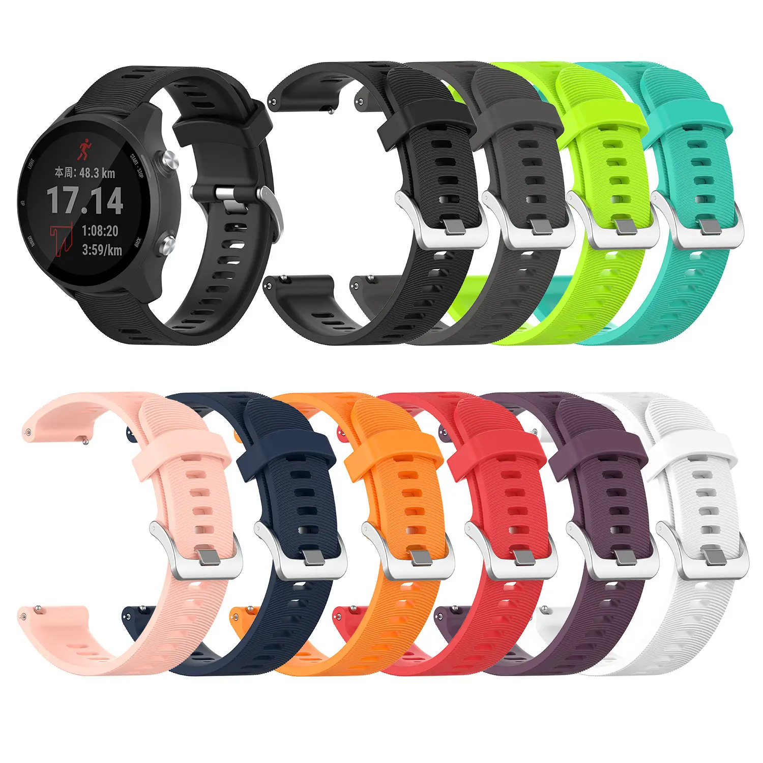 20mm Official Button Sports Strap for Garmin Forerunner 245 245M 645 Vivoactive 3 Smart Bracelet Silicone Watch Band