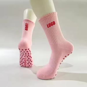 Custom High Quality Jacquard Embroidered Non-Slip Grip Yoga Pilates <b>Socks</b> Cotton for Women Wholesale - Product Image 3