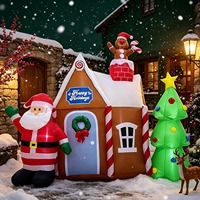 Père Noël et maison de Noël gonflables lumineux avec éclairage LED, décorations de Noël pour la cour et les centres commerciaux