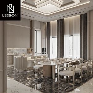 Tùy Chỉnh Thiết Kế Sang Trọng Chất Lượng Cao Đồ Nội Thất Nhà Thép Không Gỉ Bằng Đá Cẩm Thạch Hàng Đầu Bàn Ăn Đặt - Product Image 3