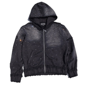 Hoody Hinestone男性用カスタムヴィンテージ洗浄日色あせたパーカーOem特大ヘビー級100% コットンジッパー冬用 - Product Image 1