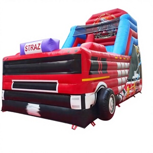 Castillos inflables comerciales para fiestas al aire libre, toboganes inflables con forma de camión de bomberos para niños. - Product Image 1