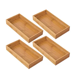 Hot Sale Natural Wooden Kitchenware Large Capacity Durable Storage Divided Wooden Tray With The Compartment Storage Wooden Tray