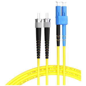 Cavo Patch in Fibra Ottica da 1m (3ft) 2 Fibre LC UPC Duplex a ST UPC Duplex Single Mode (OS2) Riser (OFNR) 2.0mm con Buffer Stretto Giallo - Product Image 2