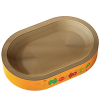 Tempat Tidur dan Penggaruk Kucing dari Kertas Bergelombang Ekstra Besar dan Tahan Lama dalam Satu Desain Lucu dengan Pola Kata-Kata Keberuntungan untuk Mengasah Cakar
