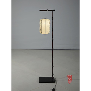 Bamboo Floor Lamp Off White Shade Led Light Asian Style Zen Inspired Living Room Tea Room Decor - Product Image 1