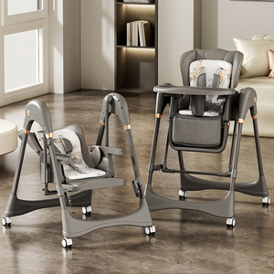 Chaise haute bébé pliable 5 en 1 la plus vendue avec roues, <span class=keywords><strong>balancelle</strong></span> électrique et hauteur réglable pour utilisation en restaurant - Product Image 1