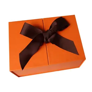 Kundendefinierte faltbare geschenkverpackung mit Doppeltür und Öffnung des Deckels für Parfüm Hautpflege Mystery Papierschachtel als Geschenk mit Band