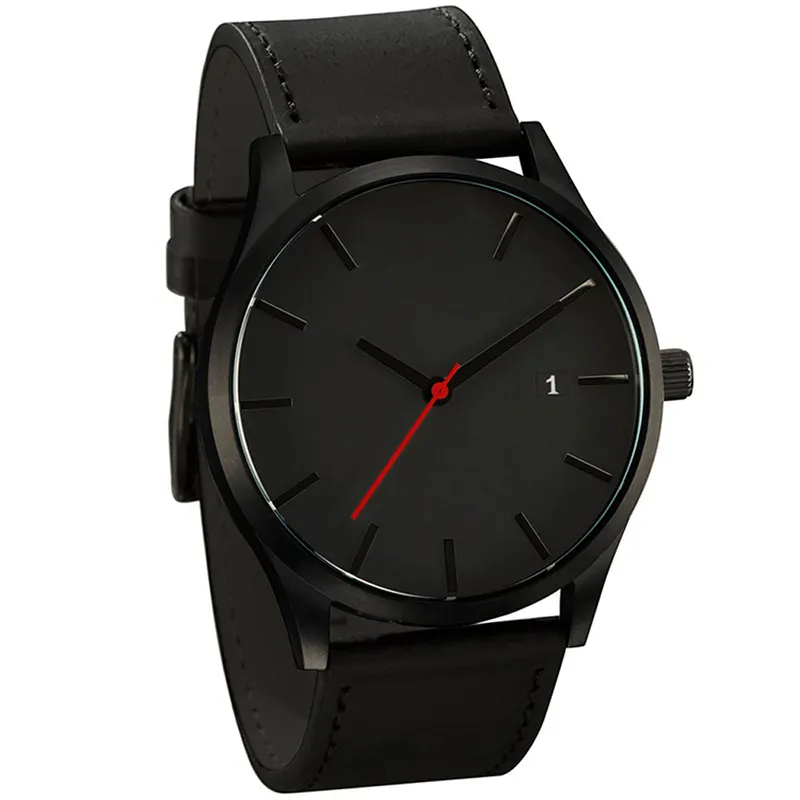 Custom Logo Solid Black Men's Wrist Watches Simple Luxury Analog Quartz Gift Waterproof Luminous Quartz Men Watch