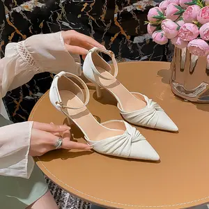 Pointed Fashion Suede Feminine Ankle Strip Elegant D'Orsay Closed Pointed Toe Pumps Sexy High Heel Women's Shoes