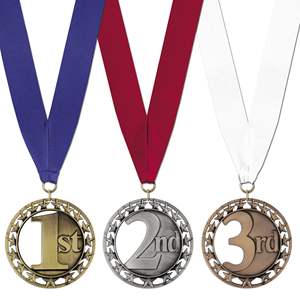 Médailles personnalisées découpées en 3D - Or Argent Bronze Bleu Rouge Blanc 1er 2ème 3ème place Logo Métal Rubans de cou Souvenir - Product Image 2