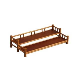 Estante de bambú de doble capa para juego de té, soporte de almacenamiento hecho a mano para té Kung Fu, tipo retro, no plegable - Product Image 5