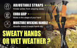 Bâtons <span class=keywords><strong>de</strong></span> Trekking télescopiques réglables, bâtons <span class=keywords><strong>de</strong></span> <span class=keywords><strong>marche</strong></span> légers à verrouillage rapide, pôle <span class=keywords><strong>de</strong></span> randonnée <span class=keywords><strong>nordique</strong></span>, 1 pièce - Product Image 3