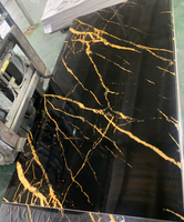 Panneau mural en PVC brillant doré, revêtement UV, feuille de marbre, composite plastique SPC flexible, décoration murale intérieure