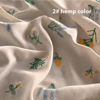 Tissu en coton et lin brodé de petites fleurs pour femmes, tissu en lin doux, jacquard brodé
