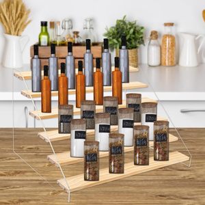 Expositor de Madera de Dos Niveles, Portátil y Ecológico, Tipo Estante Escalonado, No Plegable, para Cocina, Exhibición Comercial - Product Image 4