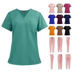 High Quality Unisex V-Neck Hospital & Beauty Salon Scrubs <b>Set</b> Fashion Work Medical Uniforms Printed Nurse & <b>Doctor</b> Scrub Suits - Product Image 1