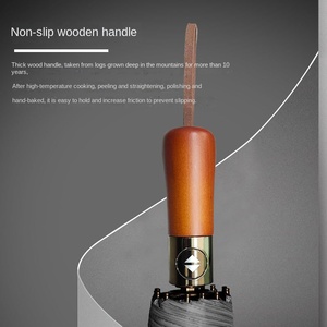 12 Bone Wooden Handle Business <b>Umbrella</b> Full-<b>Automatic</b> One-Button Opening Receiving Printable Advertising Manufacturers Spot - Product Image 4