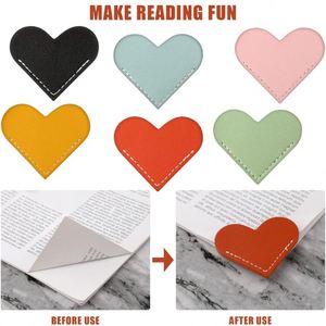 Colorful Heart <b>Bookmarks</b> Handmade PU Leather Reading <b>Bookmarks</b> Heart <b>Bookmarks</b> Page Markers Book Accessories for Students - Product Image 4