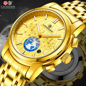 Popular Brand LAOGESHI 6007 Men Vintage Luxury Stainless Steel Watch Band Self-winding Full Automatic Mechanical Wristwatches