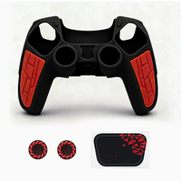Coque en silicone bicolore avec autocollant pour pavé tactile et poignées pour manettes PS5 – Housse de protection pour accessoires de manette