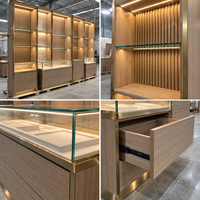 Vitrine murale en bois sur mesure avec éclairage LED pour bijouterie