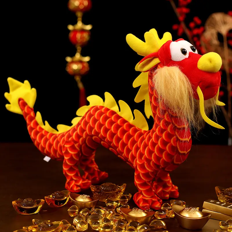 2024 Chinesisches Neujahr Bestes Geschenk Chinesisches Tierkreis-Drachen-Maskottchen Nettes weiches Plüsch-Drachen-Kuscheltier-Drachens pielzeug