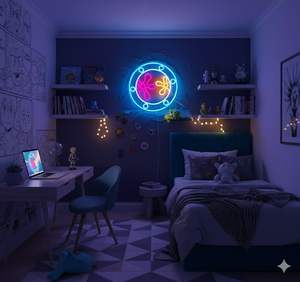 Letrero Luminoso LED de Neón con Diseño de Ojo de Buey del Mundo Marino para Decoración de Pared en Hogar y Centro Comercial, Alimentación USB, Atenuación Gradual, para Dormitorio, Sala de Juegos, Fiestas - Product Image 6
