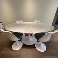 Table de luxe Tulipe Italie Tables en marbre de Carrare avec chaises Vente à chaud Table à manger pour cuisine Salle à manger