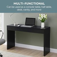 Table console d'angle moderne en MDF écologique avec base en tréteaux pour salon et entrée