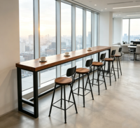 Table de bar en bois massif de style industriel moderne et luxueux pour café, comptoir de bar long et étroit pour bureau, salon, hôtel, restaurant, mobilier