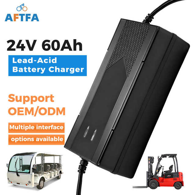 Heavy-Duty, Smart, Efficient AFTFA 24V60Ah Lead-Acid Battery Charger for Large Electric Sightseeing Vehicles Direct From Factory