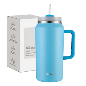 Bouteille d'eau isotherme en acier inoxydable <span class=keywords><strong>de</strong></span> grande capacité (64 oz) avec paille et poignée, anti-fuite, idéale pour les voyages en plein air, le <span class=keywords><strong>camping</strong></span> et les activités sportives - Product Image 3