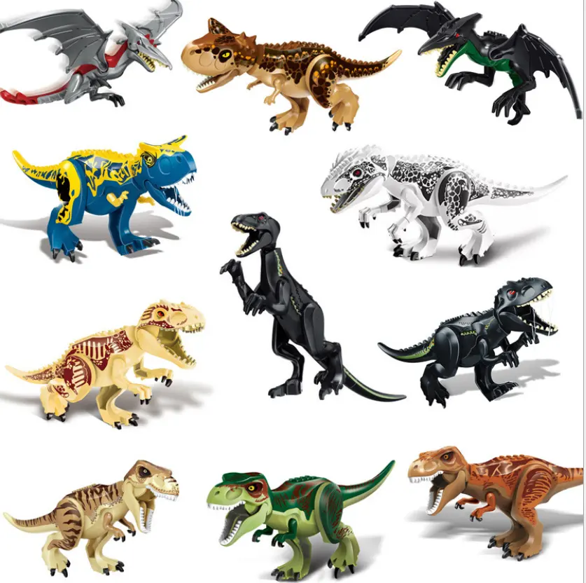 Kinder Mini Plastic Dinosaurus Figuur Diy Bouwstenen Compatibel Lego Bakstenen Dino Model Speelgoed Set Klein